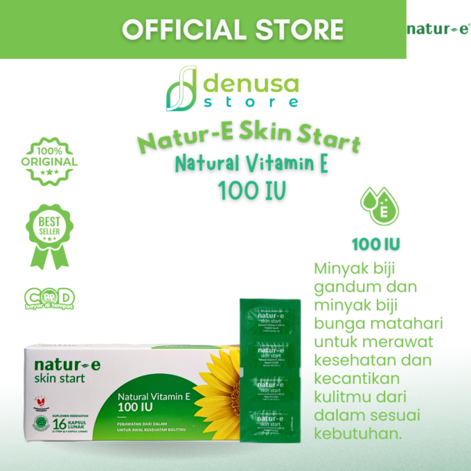 Natur-E Skin Start - Natural Vitamin E 100 IU - 1 Kotak - 16 Kapsul Lunak