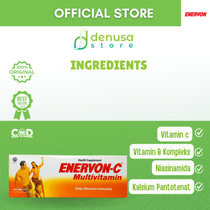 Enervon-C Vitamin C Multivitamin 1 Kotak 25 Strip 100 Tablet