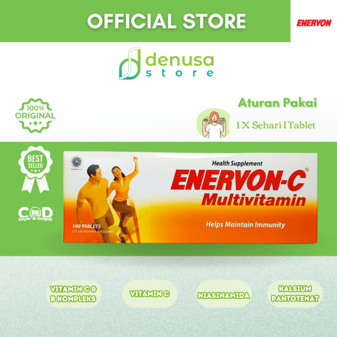 Enervon-C Vitamin C Multivitamin 1 Kotak 25 Strip 100 Tablet