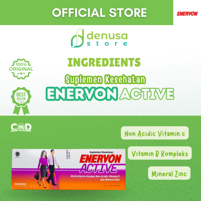 Enervon Active Vitamin C Multivitamin B Kompleks 1 Kotak 25 Strip 100 Tablet