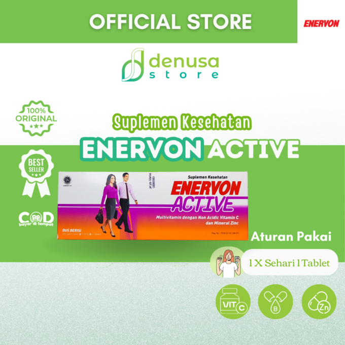 Enervon Active Vitamin C Multivitamin B Kompleks 1 Kotak 25 Strip 100 Tablet