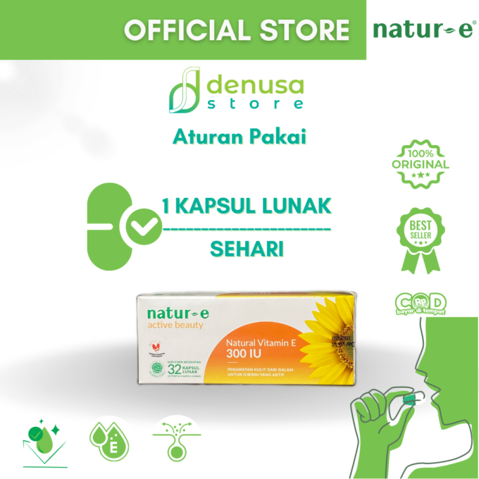 Natur-e Active Beauty Natural Vitamin E 300 IU - 1 Kotak - 32 Kapsul Lunak