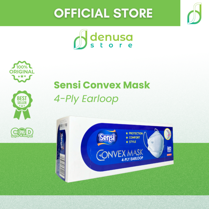 Sensi Convex Mask 4Ply Earloop Masker Wajah 1 Kotak isi 20pcs Red