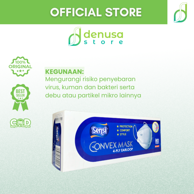 Sensi Convex Mask 4Ply Earloop Masker Wajah 1 Kotak isi 20pcs Red
