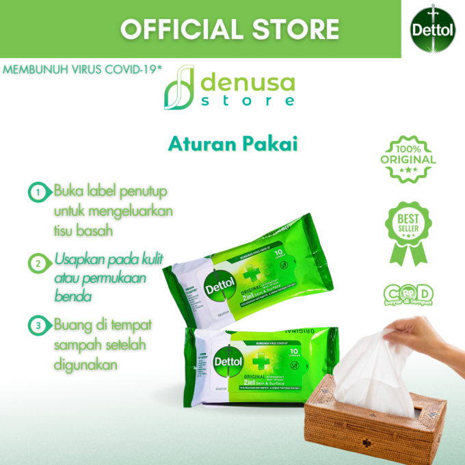 Dettol Wet Wipes - Original - Isi 10 Lembar