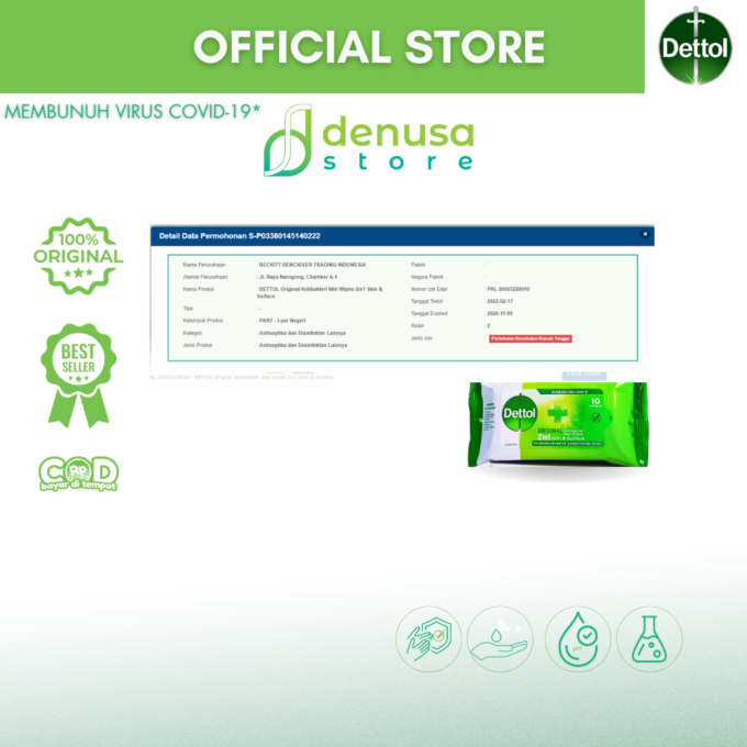 Dettol Wet Wipes - Original - Isi 10 Lembar