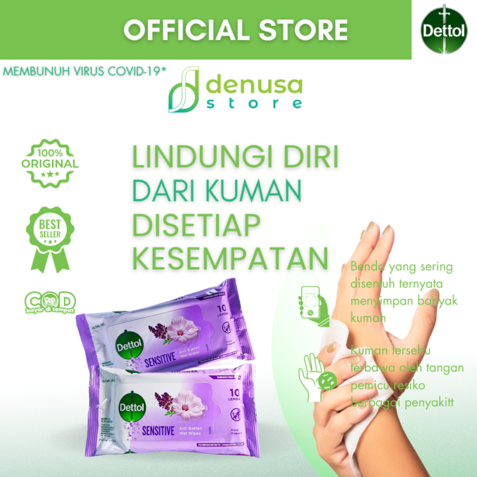 Dettol Wet Wipes - Sensitive - Isi 10 Lembar