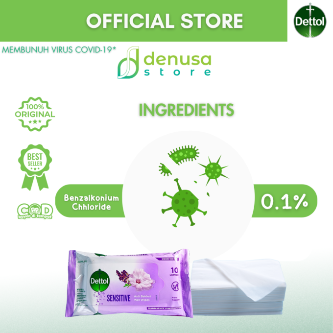 Dettol Wet Wipes - Sensitive - Isi 10 Lembar