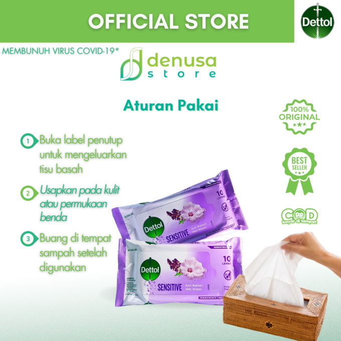 Dettol Wet Wipes - Sensitive - Isi 10 Lembar