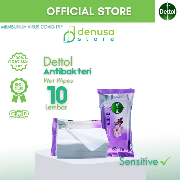 Dettol Wet Wipes - Sensitive - Isi 10 Lembar