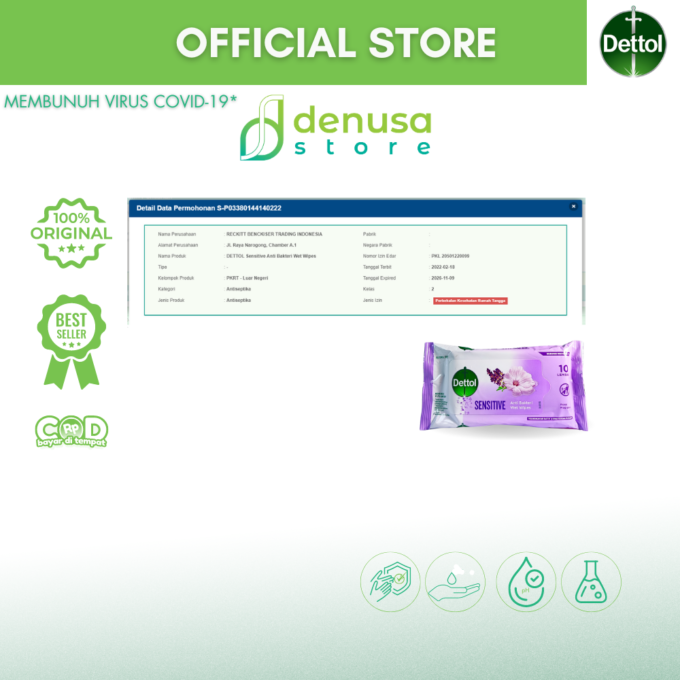 Dettol Wet Wipes - Sensitive - Isi 10 Lembar