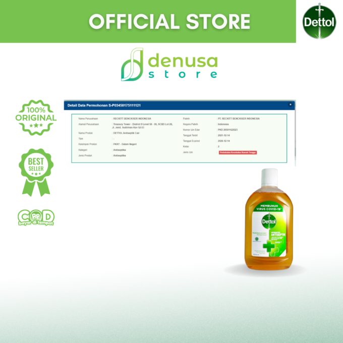 Dettol Antiseptic Liquid - Antiseptik Cair - Botol 495ml