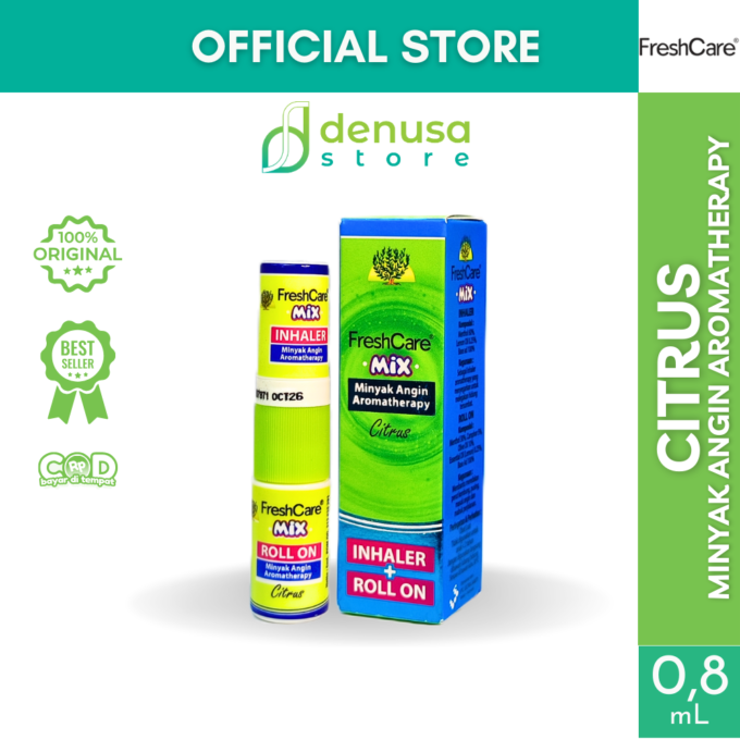 FreshCare Mix - Minyak Angin Aromatherapy - Citrus - Roll On 5ml + Inhaler 0,8ml