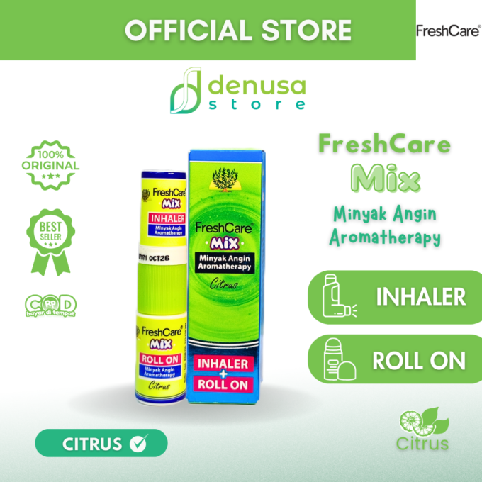 FreshCare Mix - Minyak Angin Aromatherapy - Citrus - Roll On 5ml + Inhaler 0,8ml