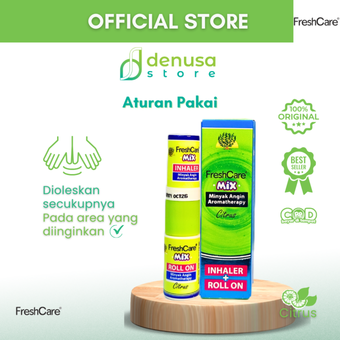 FreshCare Mix - Minyak Angin Aromatherapy - Citrus - Roll On 5ml + Inhaler 0,8ml