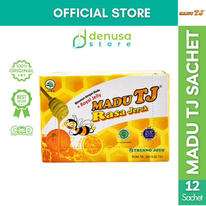 Madu TJ Sachet - Rasa Jeruk - 1 Kotak - 20gr x 12 Sachet