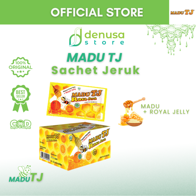 Madu TJ Sachet - Rasa Jeruk - 1 Kotak - 20gr x 12 Sachet