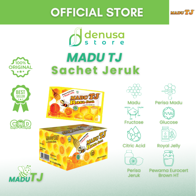 Madu TJ Sachet - Rasa Jeruk - 1 Kotak - 20gr x 12 Sachet