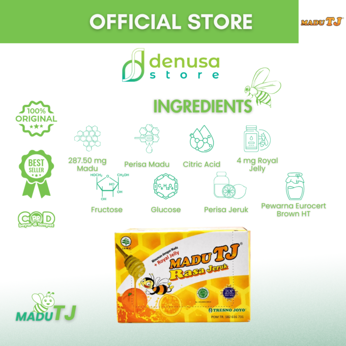 Madu TJ Sachet - Rasa Jeruk - 1 Kotak - 20gr x 12 Sachet