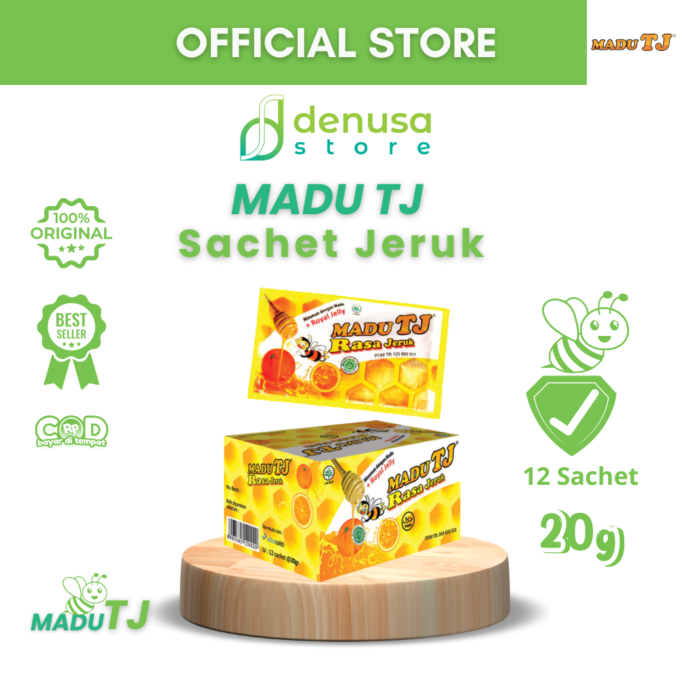 Madu TJ Sachet - Rasa Jeruk - 1 Kotak - 20gr x 12 Sachet