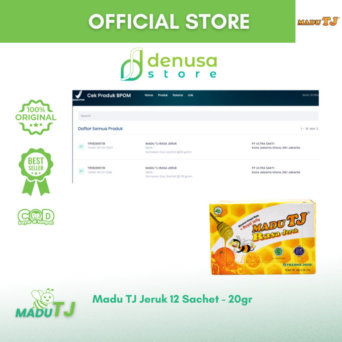 Madu TJ Sachet - Rasa Jeruk - 1 Kotak - 20gr x 12 Sachet