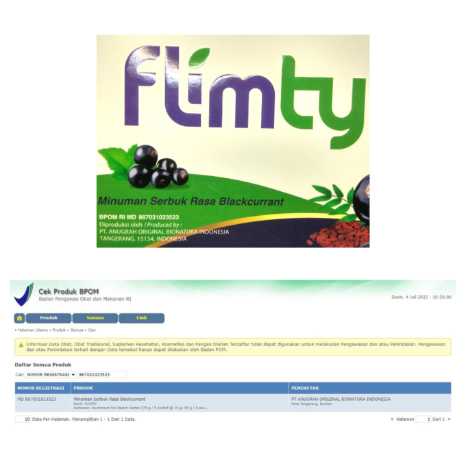 Flimty - Minuman Serbuk Rasa Blackcurrant - 16 x 15gr ( 1 Kotak )