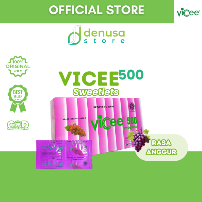 Vicee 500 Sweetlets Tablet Hisap Vitamin C Rasa Anggur 1 Kotak 100 Tablet
