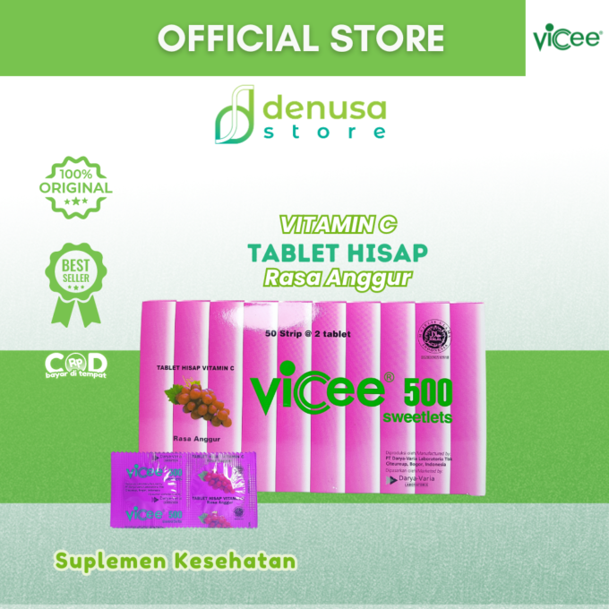 Vicee 500 Sweetlets Tablet Hisap Vitamin C Rasa Anggur 1 Kotak 100 Tablet