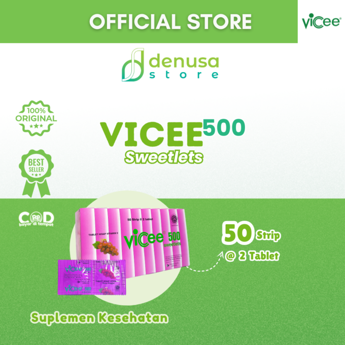 Vicee 500 Sweetlets Tablet Hisap Vitamin C Rasa Anggur 1 Kotak 100 Tablet