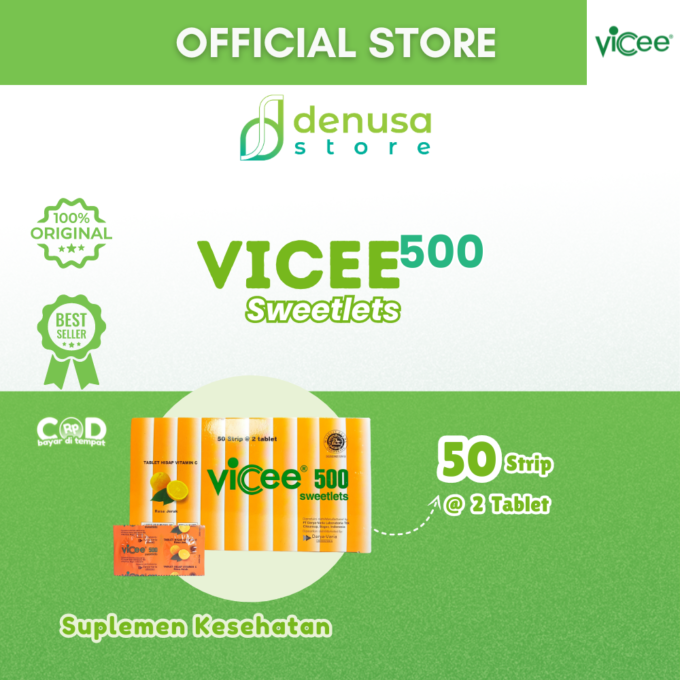 Vicee 500 Sweetlets Tablet Hisap Vitamin C Rasa Jeruk 1 Kotak 100 Tablet