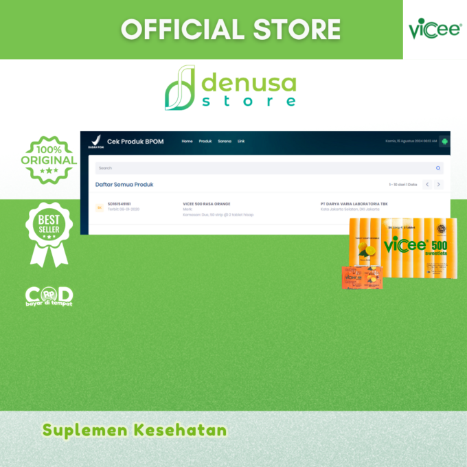 Vicee 500 Sweetlets Tablet Hisap Vitamin C Rasa Jeruk 1 Kotak 100 Tablet