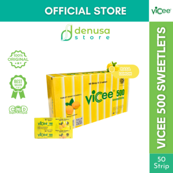 Vicee 500 Sweetlets Tablet Hisap Vitamin C Rasa Lemon 1 Kotak 100 Tablet