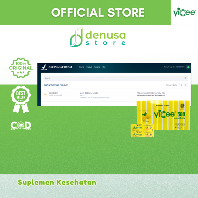 Vicee 500 Sweetlets Tablet Hisap Vitamin C Rasa Lemon 1 Kotak 100 Tablet