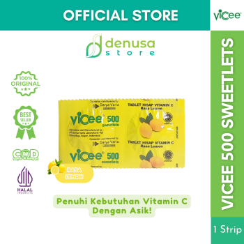 Vicee 500 Sweetlets Tablet Hisap Vitamin C Rasa Lemon 1 Strip 2 Tablet