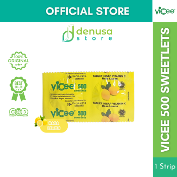Vicee 500 Sweetlets Tablet Hisap Vitamin C Rasa Lemon 1 Strip 2 Tablet