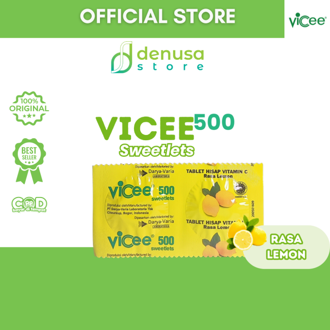 Vicee 500 Sweetlets Tablet Hisap Vitamin C Rasa Lemon 1 Strip 2 Tablet