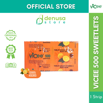 Vicee 500 Sweetlets Tablet Hisap Vitamin C Rasa Jeruk 1 Strip 2 Tablet