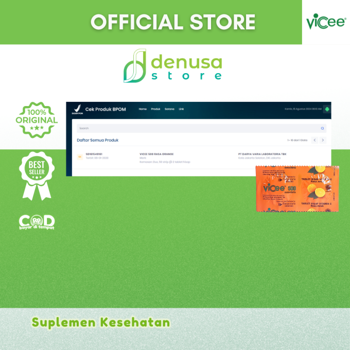 Vicee 500 Sweetlets Tablet Hisap Vitamin C Rasa Jeruk 1 Strip 2 Tablet
