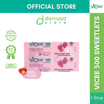 Vicee 500 Sweetlets Tablet Hisap Vitamin C Rasa Strawberry 1 Strip 2 Tablet
