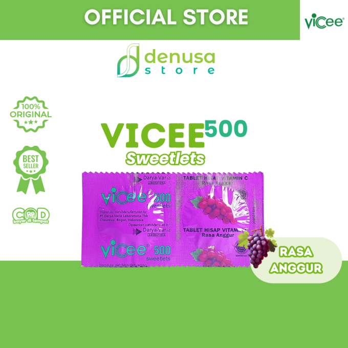 Vicee 500 Sweetlets Tablet Hisap Vitamin C Rasa Anggur 1 Strip 2 Tablet
