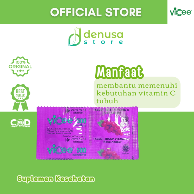 Vicee 500 Sweetlets Tablet Hisap Vitamin C Rasa Anggur 1 Strip 2 Tablet