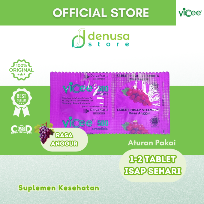 Vicee 500 Sweetlets Tablet Hisap Vitamin C Rasa Anggur 1 Strip 2 Tablet