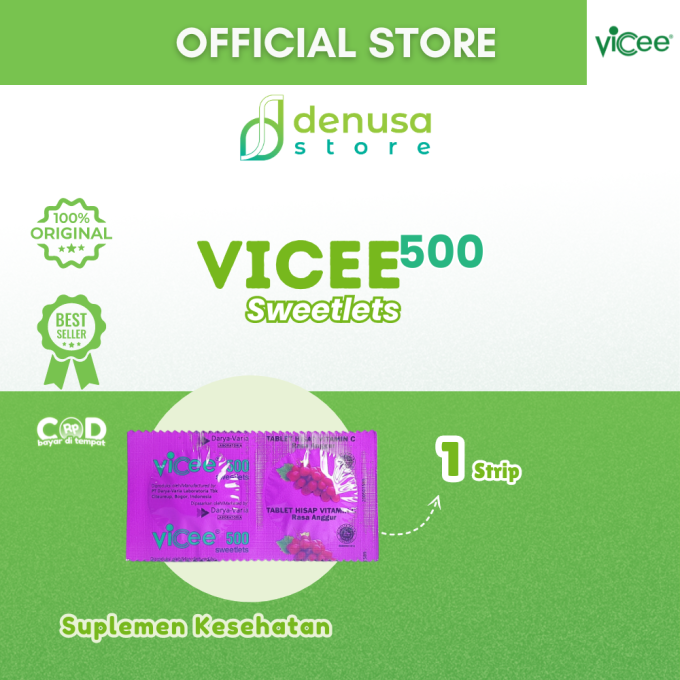 Vicee 500 Sweetlets Tablet Hisap Vitamin C Rasa Anggur 1 Strip 2 Tablet