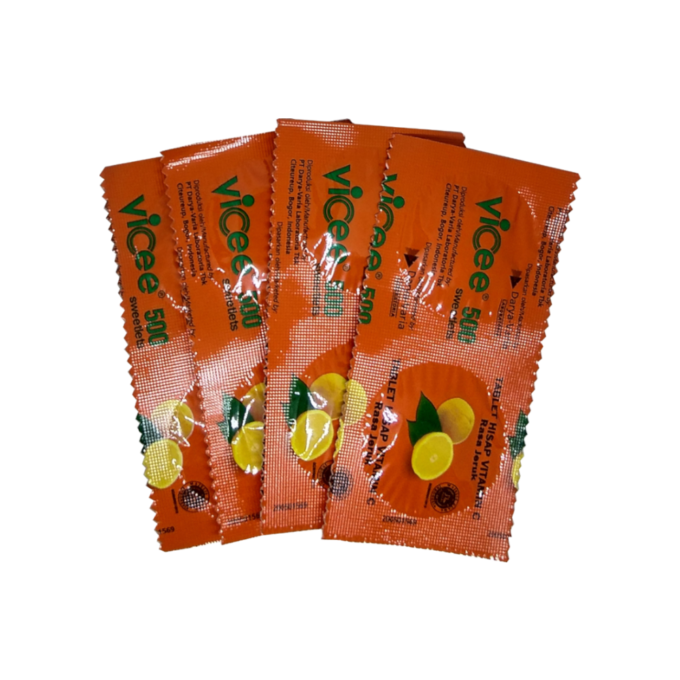 Vicee 500 Sweetlets - Tablet Hisap Vitamin C - Rasa Jeruk - 1 Kotak - 100 Tablet