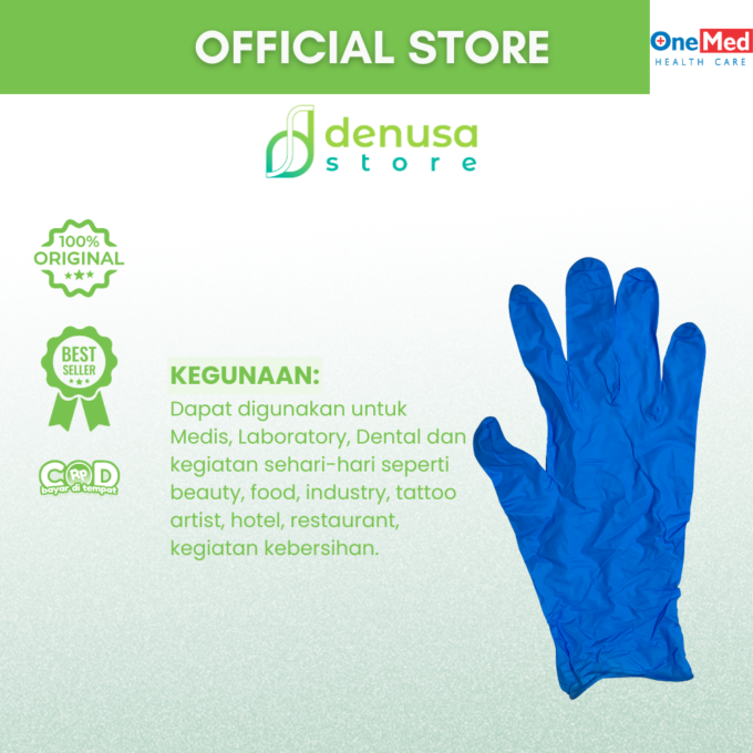 SafeGlove Nitrile Examination Gloves Sarung Tangan Nitrile Ocean Blue Size S 100pcs