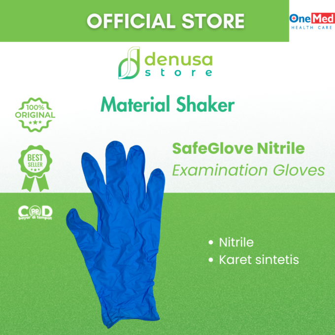 SafeGlove Nitrile Examination Gloves Sarung Tangan Nitrile Ocean Blue Size S 100pcs