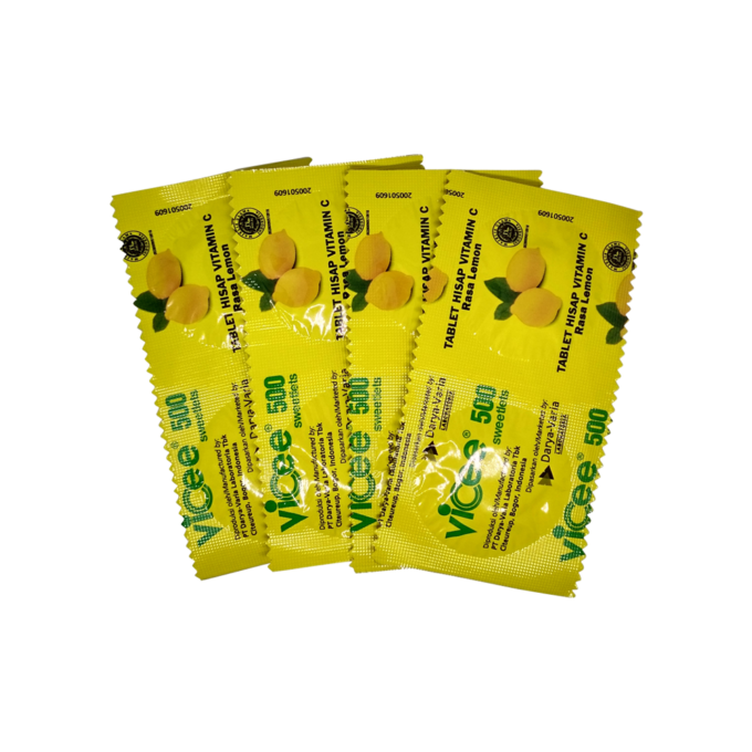 Vicee 500 Sweetlets - Tablet Hisap Vitamin C - Rasa Lemon - 1 Kotak - 100 Tablet