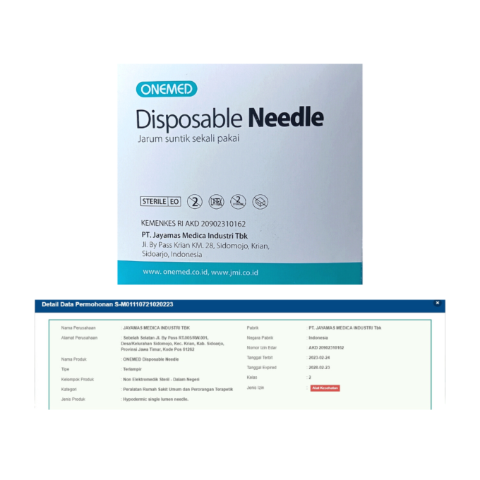 OneMed Disposable Needle 27G x 1/2 - 1 Kotak isi 100 pcs