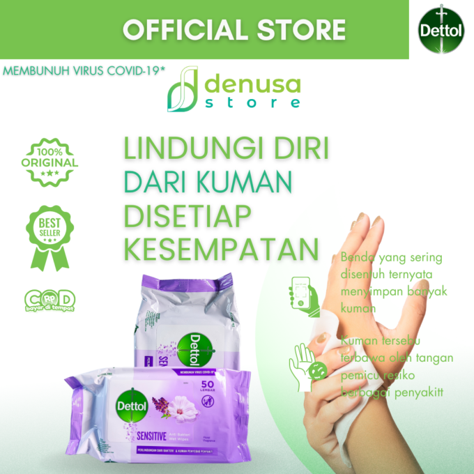 Dettol Wet Wipes - Sensitive - Isi 50 Lembar