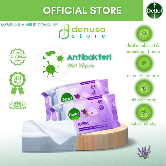 Dettol Wet Wipes - Sensitive - Isi 50 Lembar